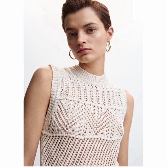 NWT Mango MNG Mock Neck Midi Knit Openwork Crochet Dress SOLD OUT ONLINE - Picture 6 of 16